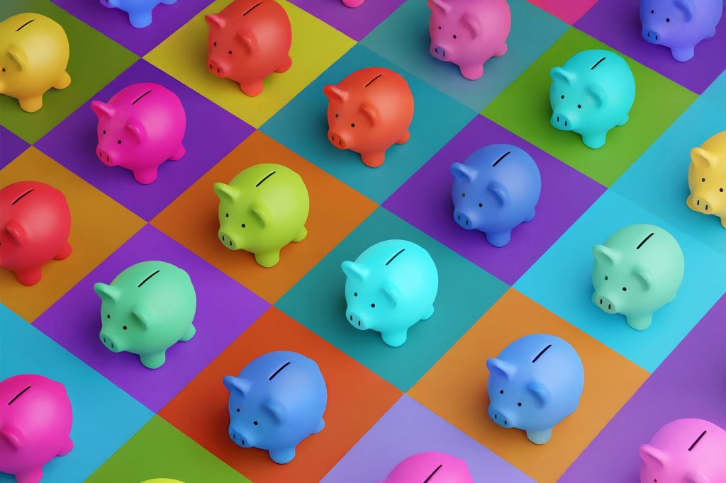 Different Coloured Piggy Banks